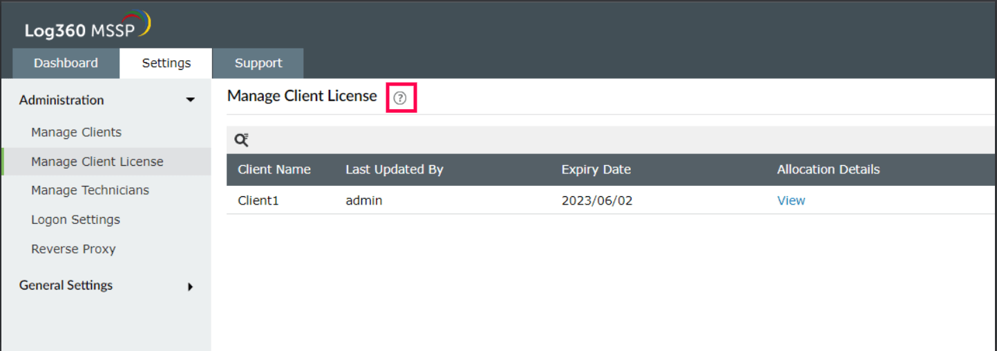 Manage Client License